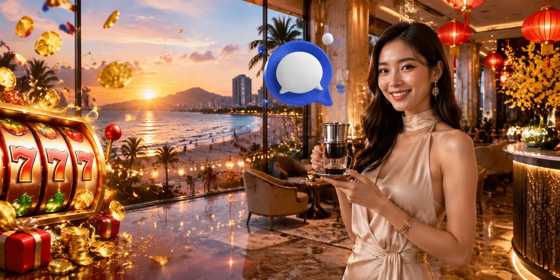 Người dùng tại Đà Nẵng thưởng thức cà phê và chơi slot game trên điện thoại