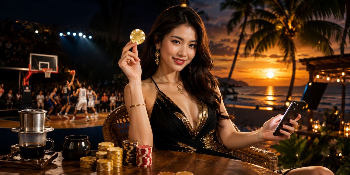 Người dùng tại Phú Quốc xem kèo bóng rổ và nhâm nhi cà phê buổi sáng