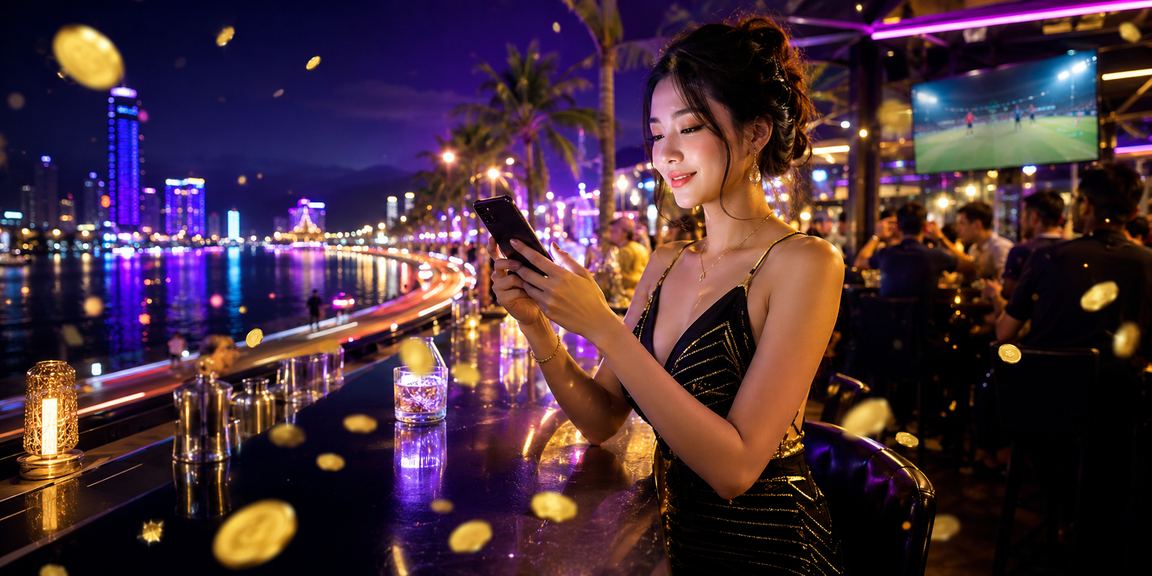 Người dùng Việt Nam đặt cược trực tuyến trên điện thoại tại quán cà phê thành phố